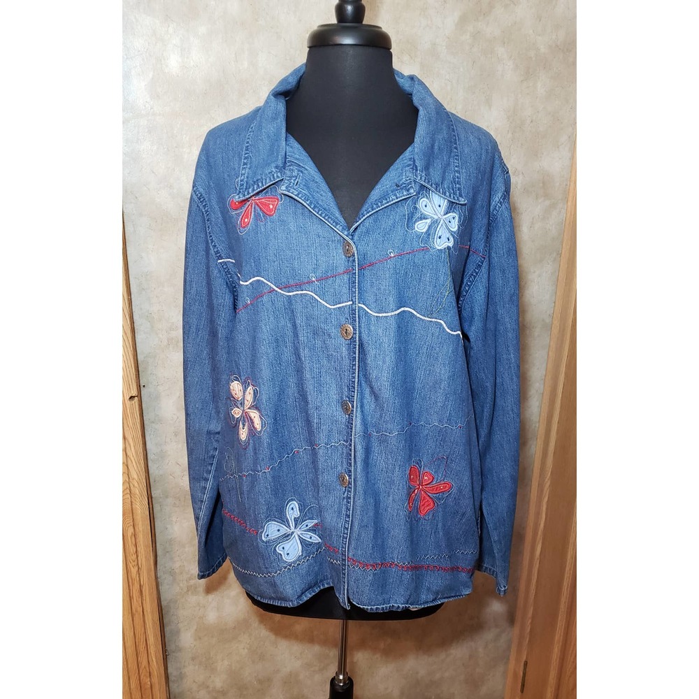 Bobbie Brooks size large vintage blue denim long sleeve